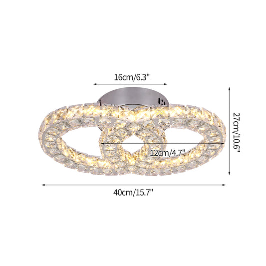Double Oval Stainless Steel Crystal Large Mount