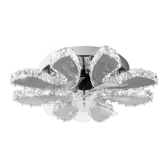 ABS 7-Blade Stainless Steel Crystal Chrome With Remote Control Ceiling Fan