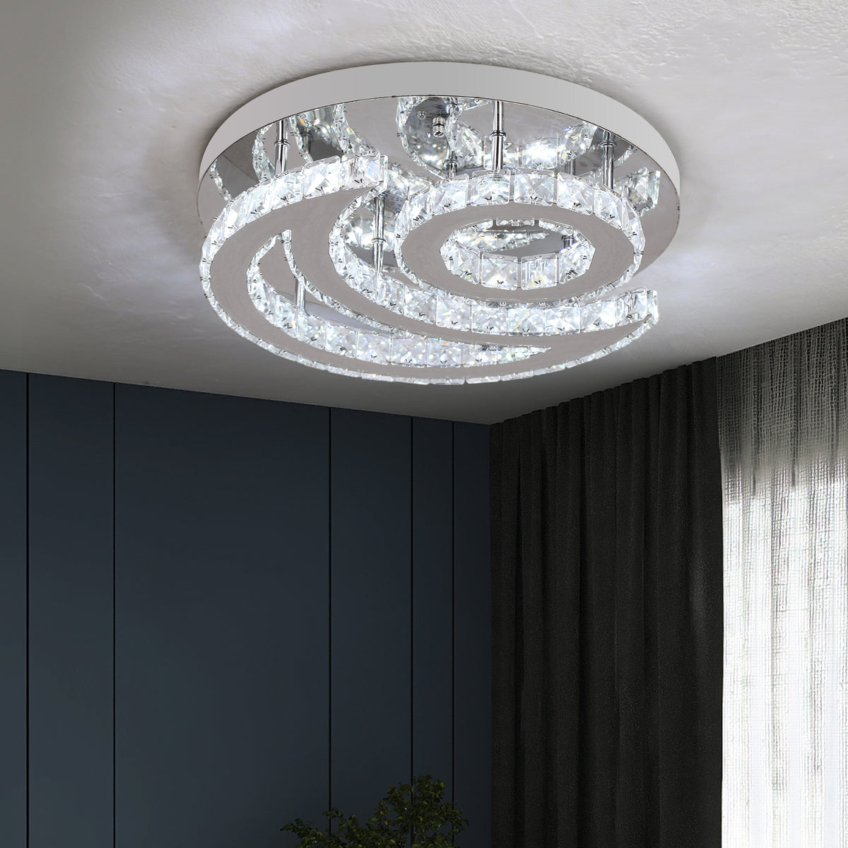 The Moon Crescent & Sun Chrome Stainless Steel White Mount