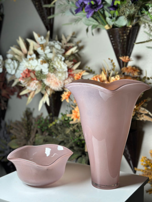 Venus Sea Glass Vase Set With Fruit Bowl