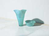 Blue Guppy Glass Vase Set With Fruit Bowl