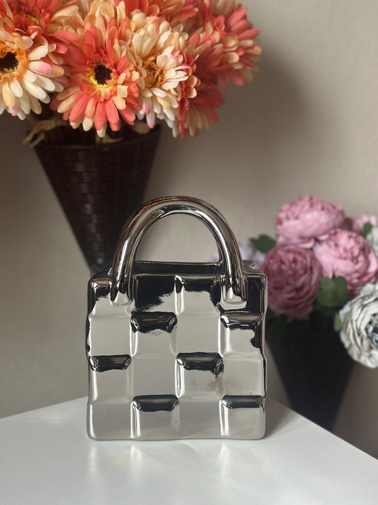 Chrome Handbag Ceramic Vase