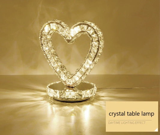 Heart Shaped Stainless Steel LED K9 Crystal Lamp