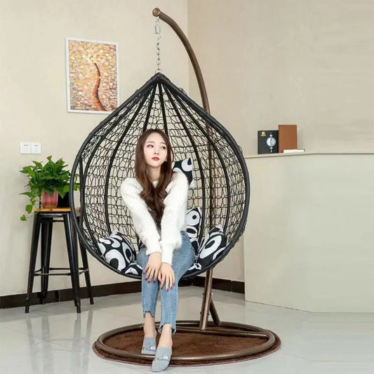 Hanging Chair with Pillow and Handrail Dark Brown