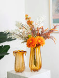 Marigold Trio Glass Vase Set With Fruit Bowl