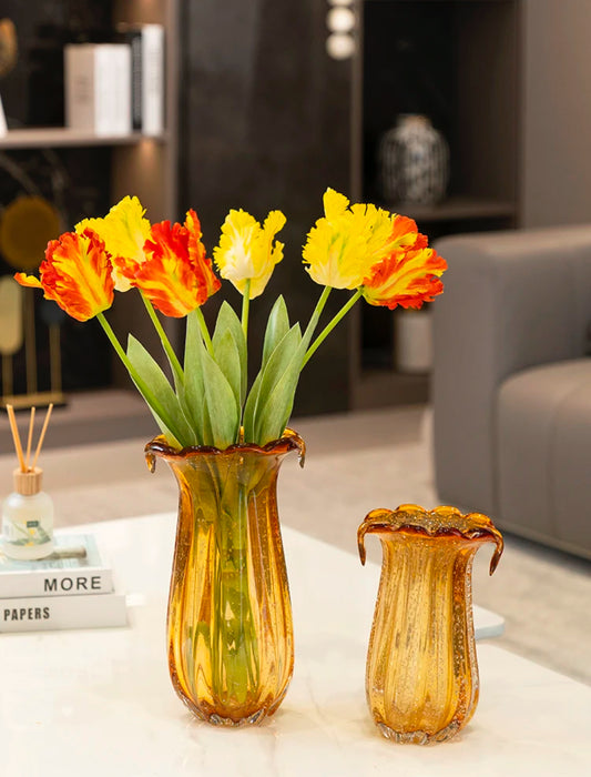 Marigold Trio Glass Vase Set With Fruit Bowl