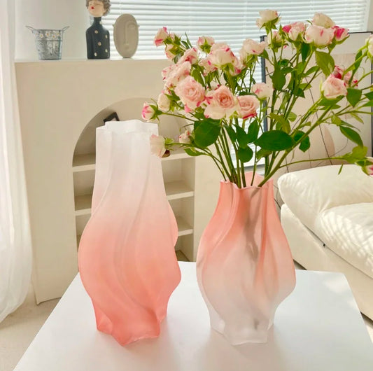 Rose Wave Glass Vase