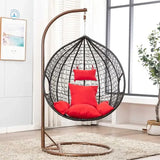 Hanging Chair with Pillow and Handrail Dark Brown