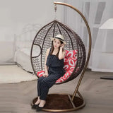 Hanging Chair with Pillow and Handrail Dark Brown