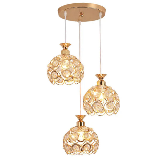 3 Lamp Head Without Crystals Gold Plated Chandelier