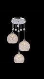 Chrome Crystal LED 3 Lamp Head With Crystals Circular Chandelier