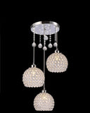 Chrome Crystal LED 3 Lamp Head With Crystals Circular Chandelier