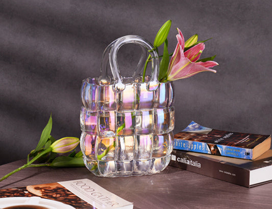 Handbag Tricolor Glass Vase