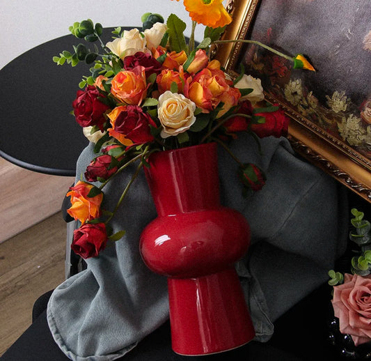 Cherry Red Ceramic Vase