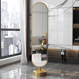 Full-Length Rotating Dressing Mirror with Gold Base Finish