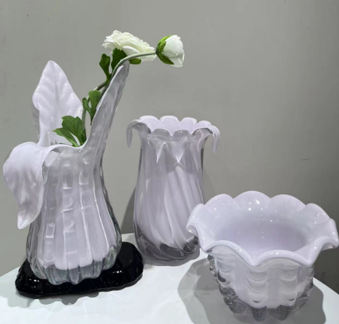 Santorini Pink Glass Vase With Fruit Bowl