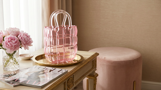 Handbag Pink Glass Vase