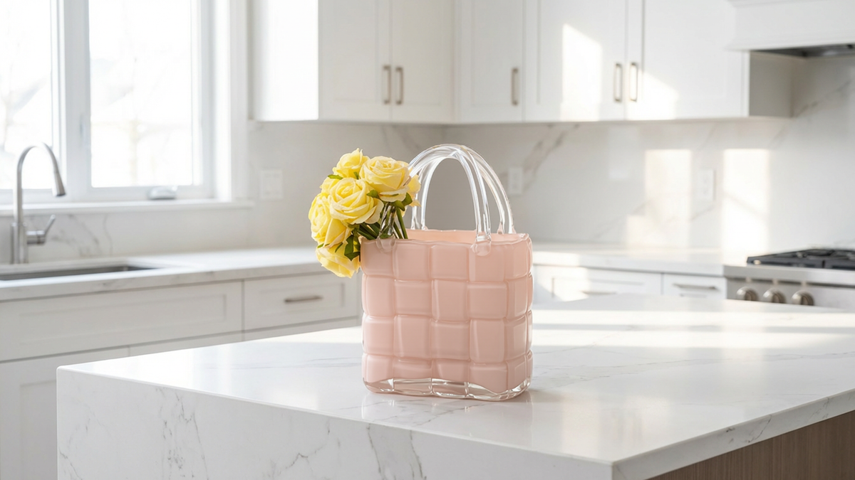 Handbag Light Pink Glass Vase