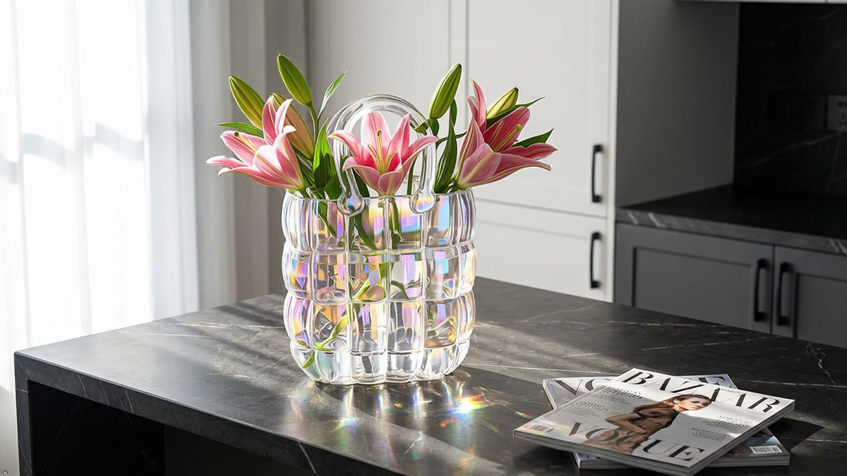 Handbag Tricolor Glass Vase