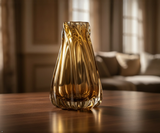 Ammonite Brown Glass Vase With Fruit Bowl