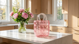 Handbag Pink Glass Vase