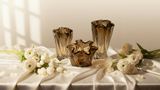 Ammonite Brown Glass Vase With Fruit Bowl
