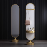 Full-Length Rotating Dressing Mirror with Gold Base Finish